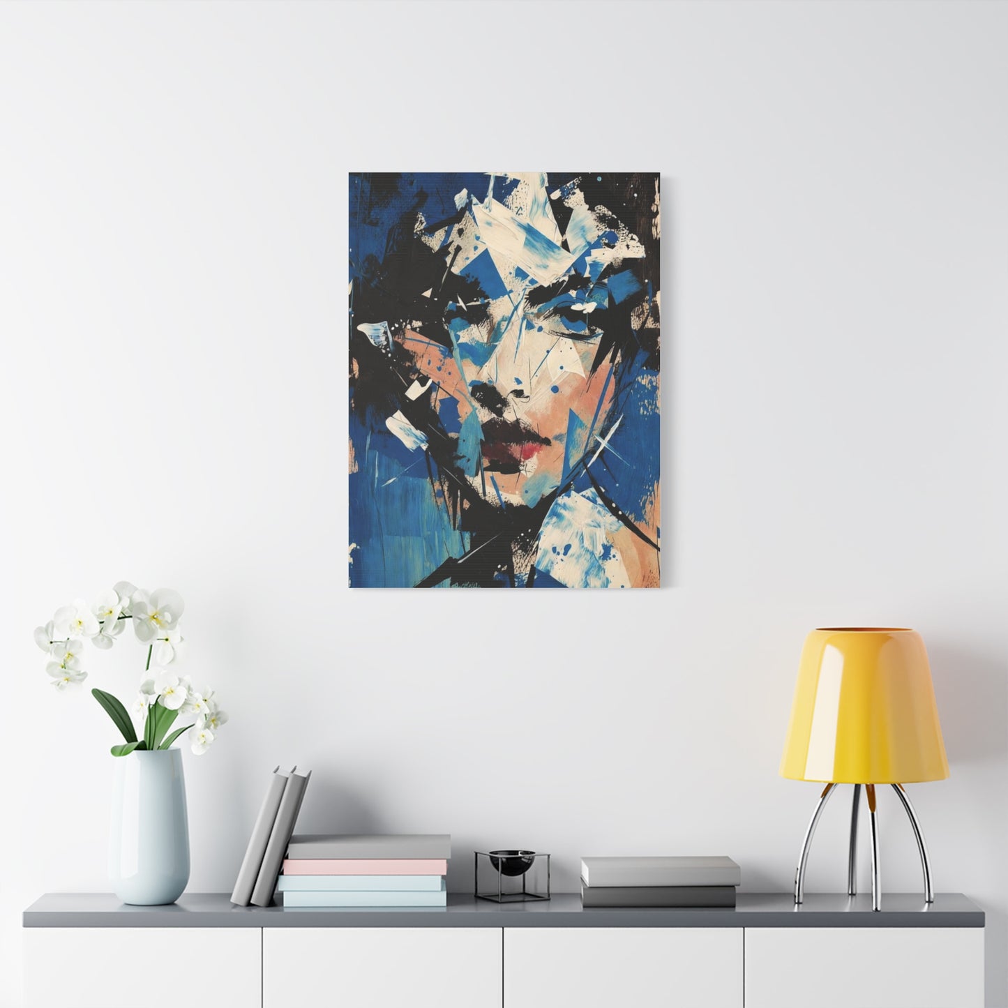 Abstract Blue Portrait Canvas Print — Modern Stretched Wall Art