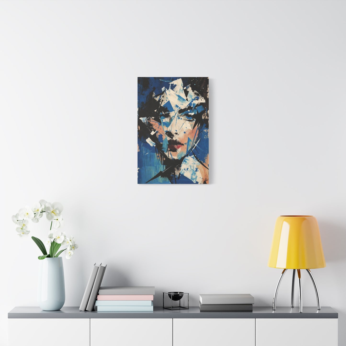 Abstract Blue Portrait Canvas Print — Modern Stretched Wall Art