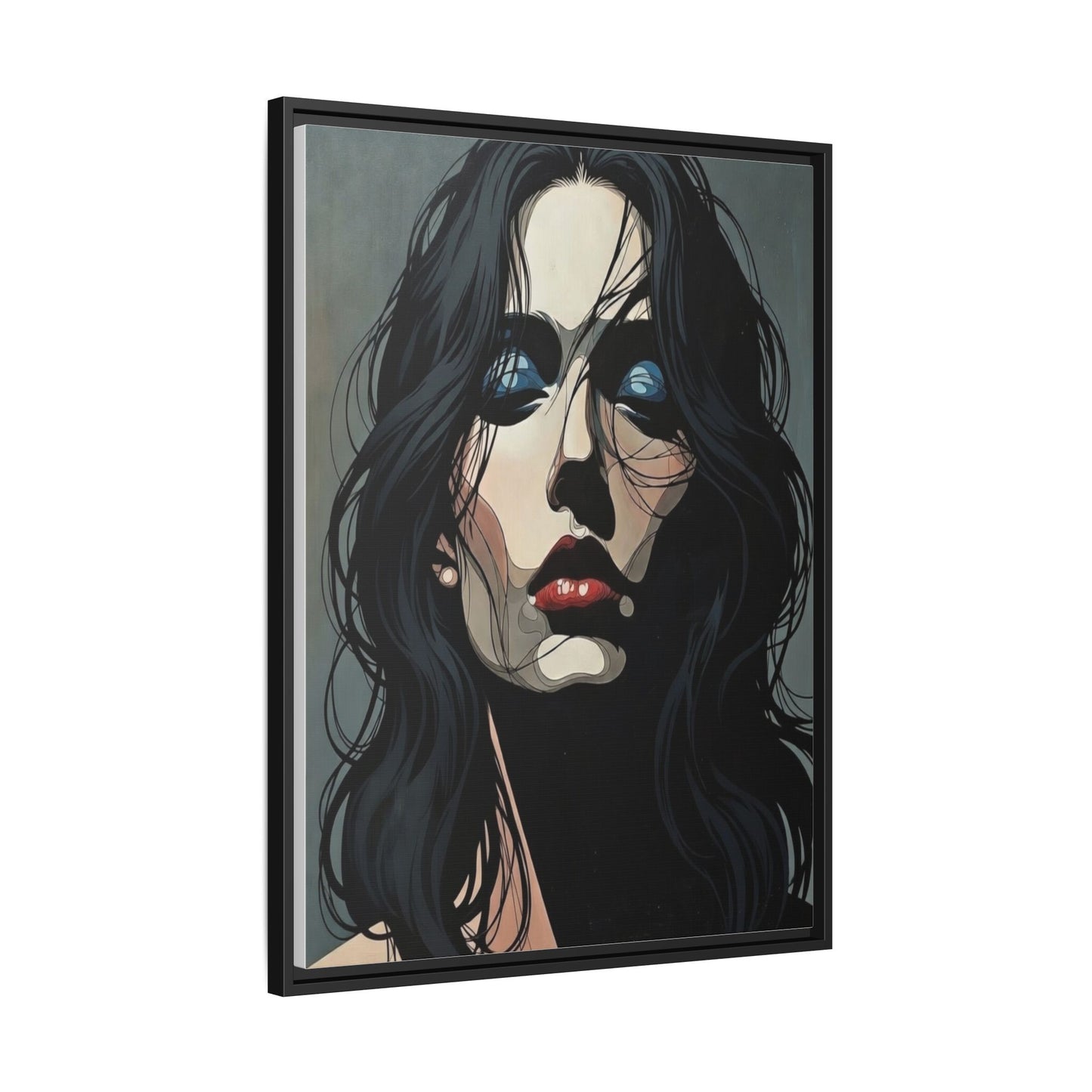 Framed Matte Canvas: Moody Portrait of Woman – Modern Gothic Wall Art