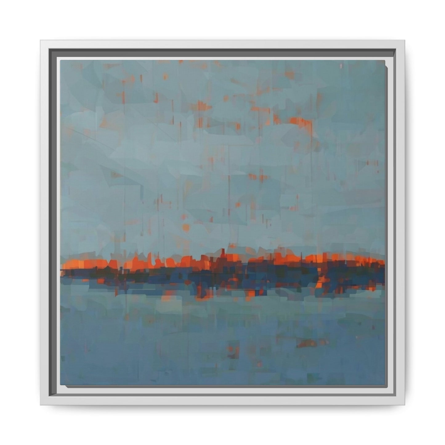 Framed Canvas Art — Teal & Orange Abstract Seascape