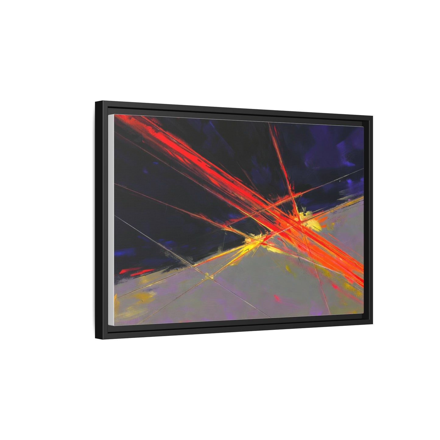 Abstract Red Streaks Framed Matte Canvas Art — Modern Multi‑Color Wall Decor