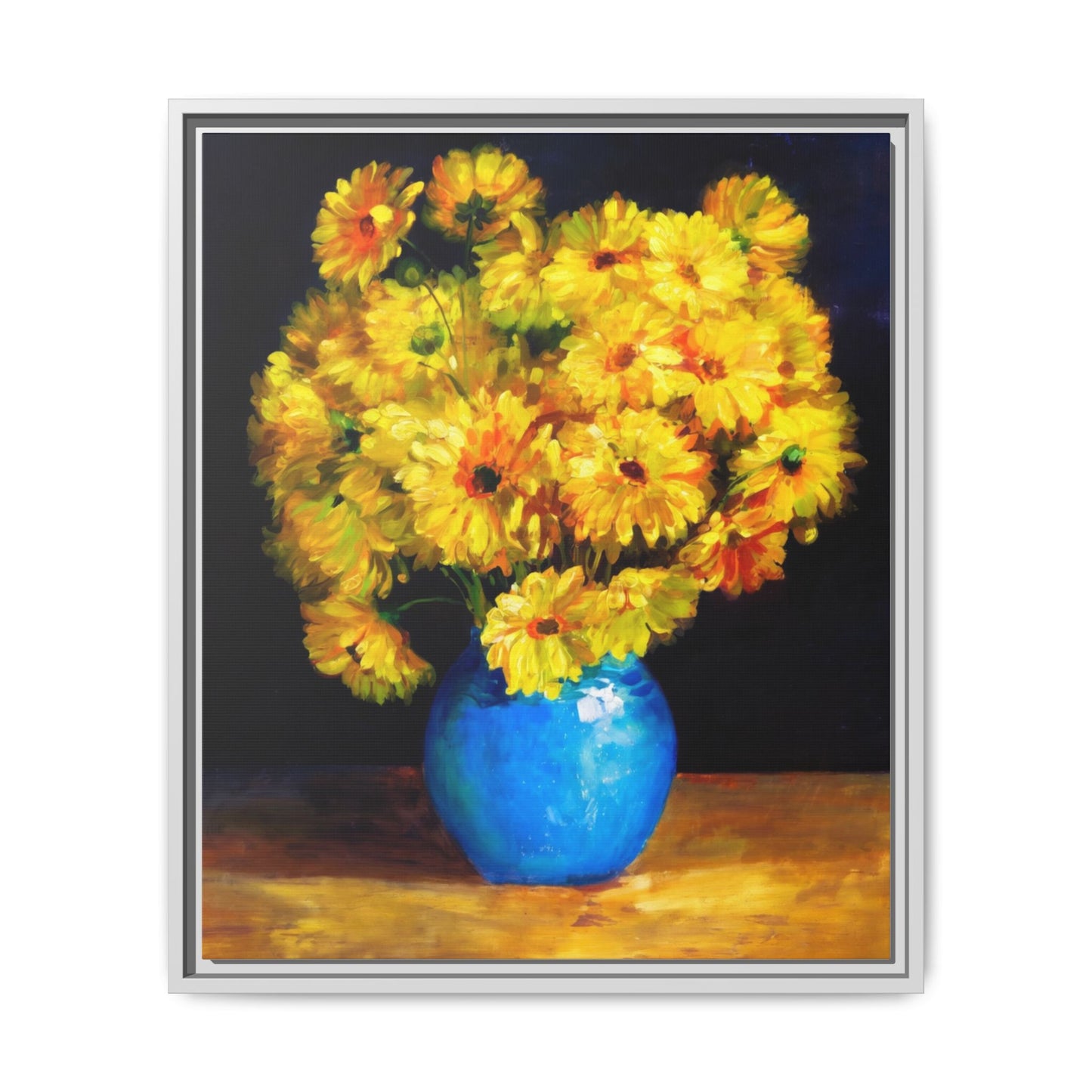 Yellow Daisy Bouquet Matte Canvas Framed Wall Art