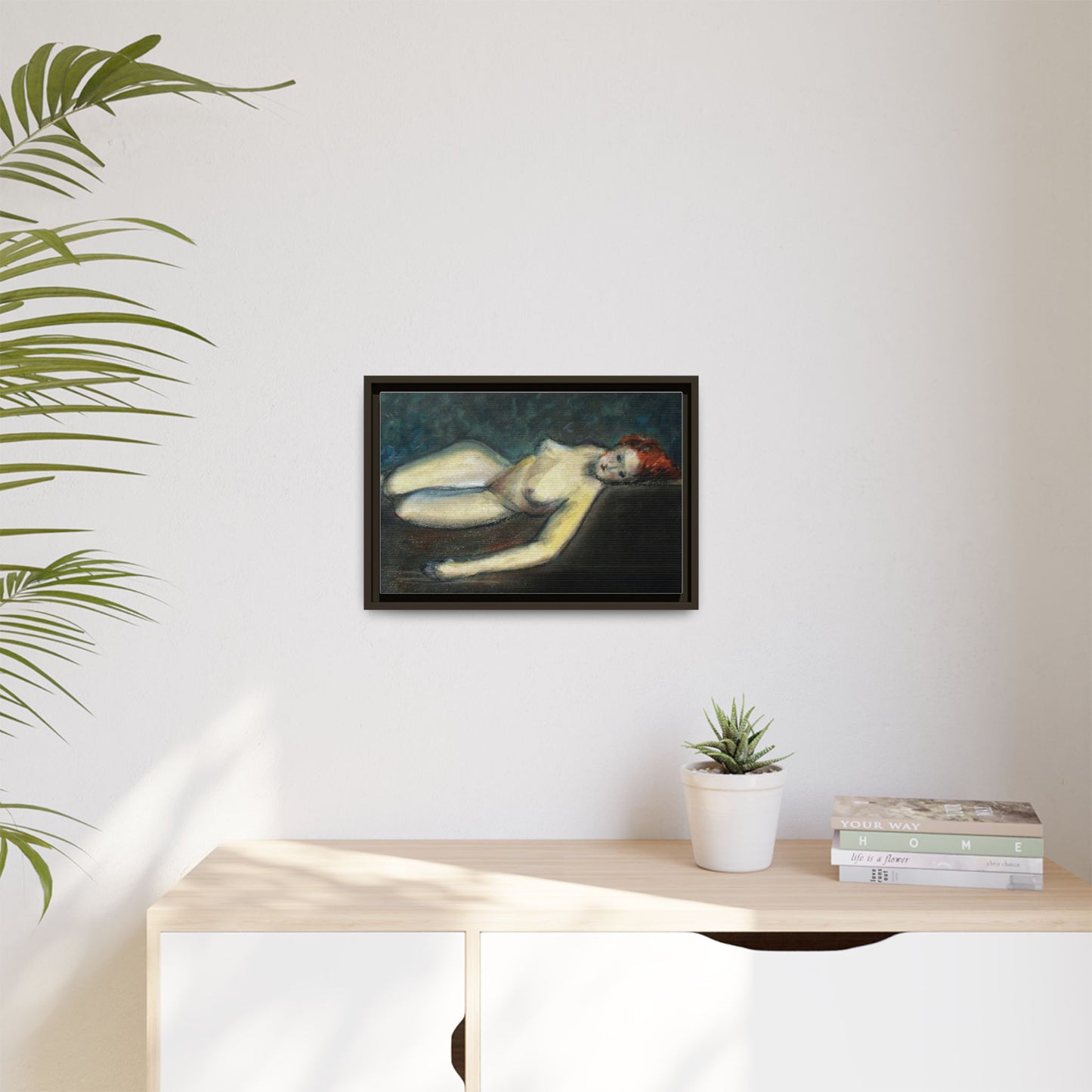 Lying nude by Paul Gosselin Framed Matte Canvas Wall Art Print