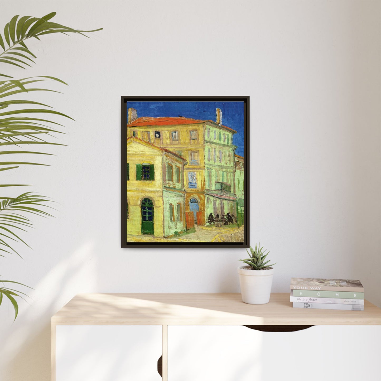 Mediterranean Street Scene Matte Canvas Framed Wall Art