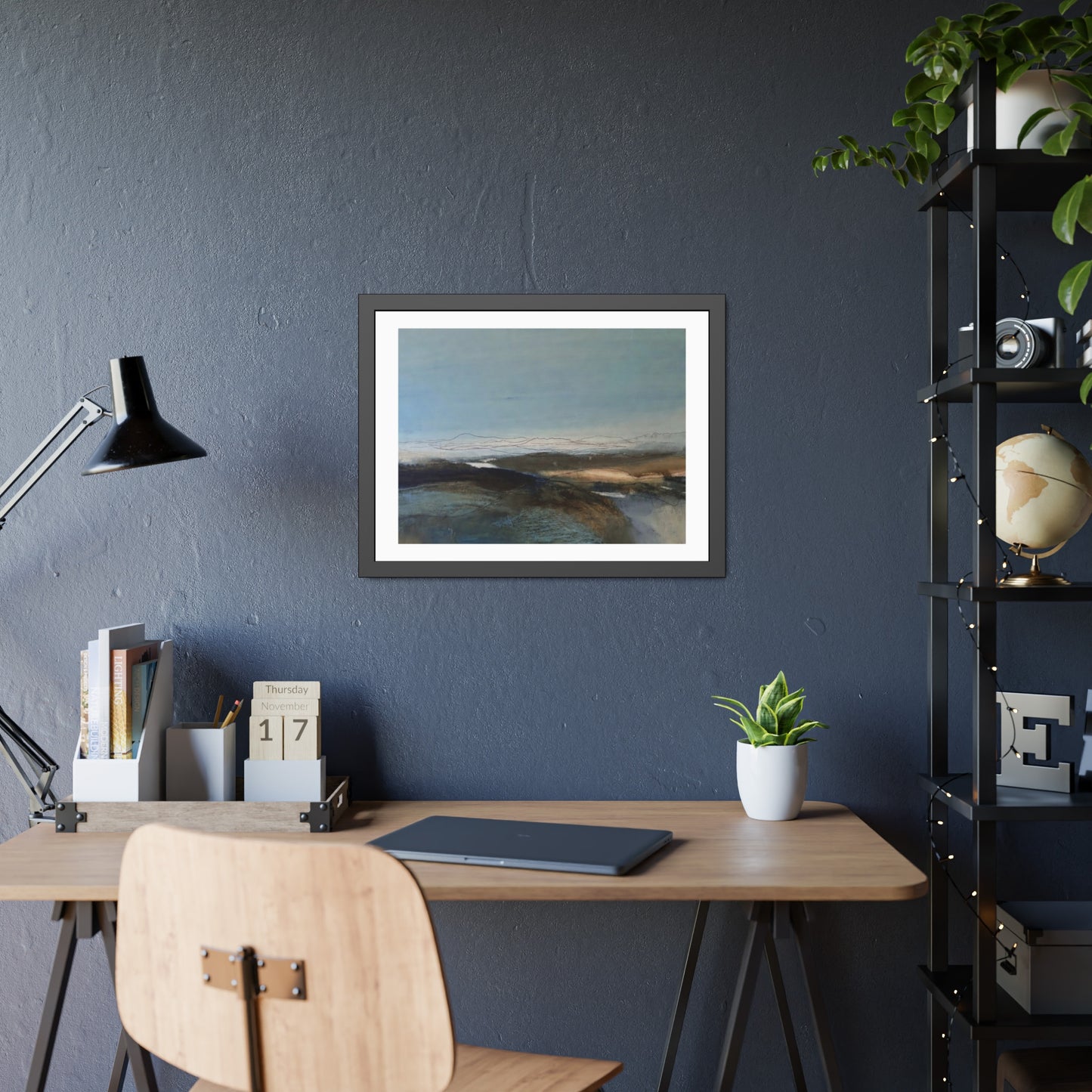 Framed Landscape Poster — Serene Blue Abstract Wall Art