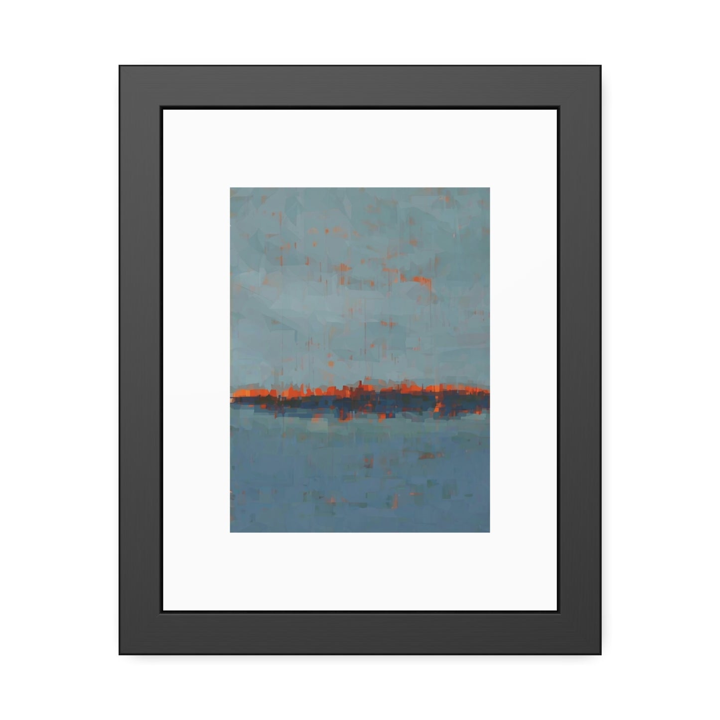 Abstract Seaside Framed Poster — Blue & Copper Minimalist Wall Art