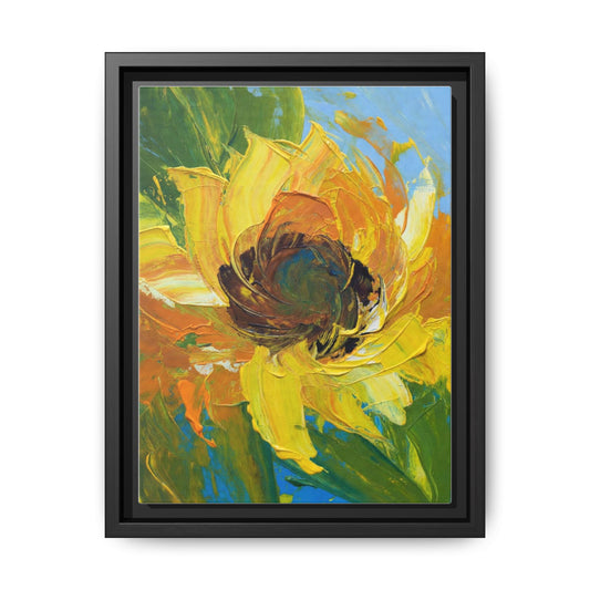 Framed Sunflower Abstract Matte Canvas Print