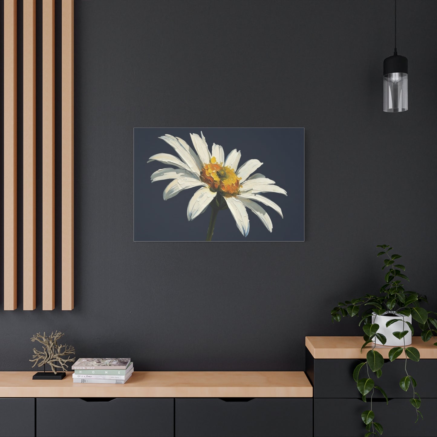 Daisy Oil-Paint Canvas Wall Art — Stretched Matte Floral Print