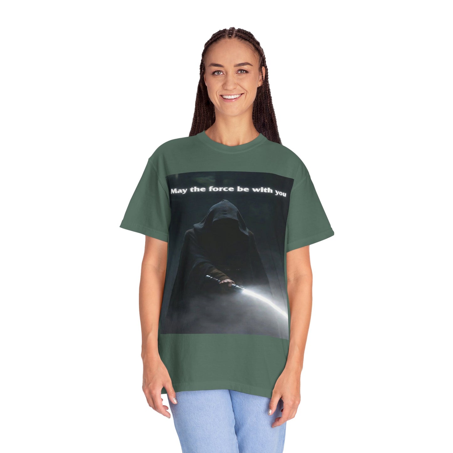 May the Force Be With You T-Shirt — Dark Hooded Lightsaber Graphic Tee