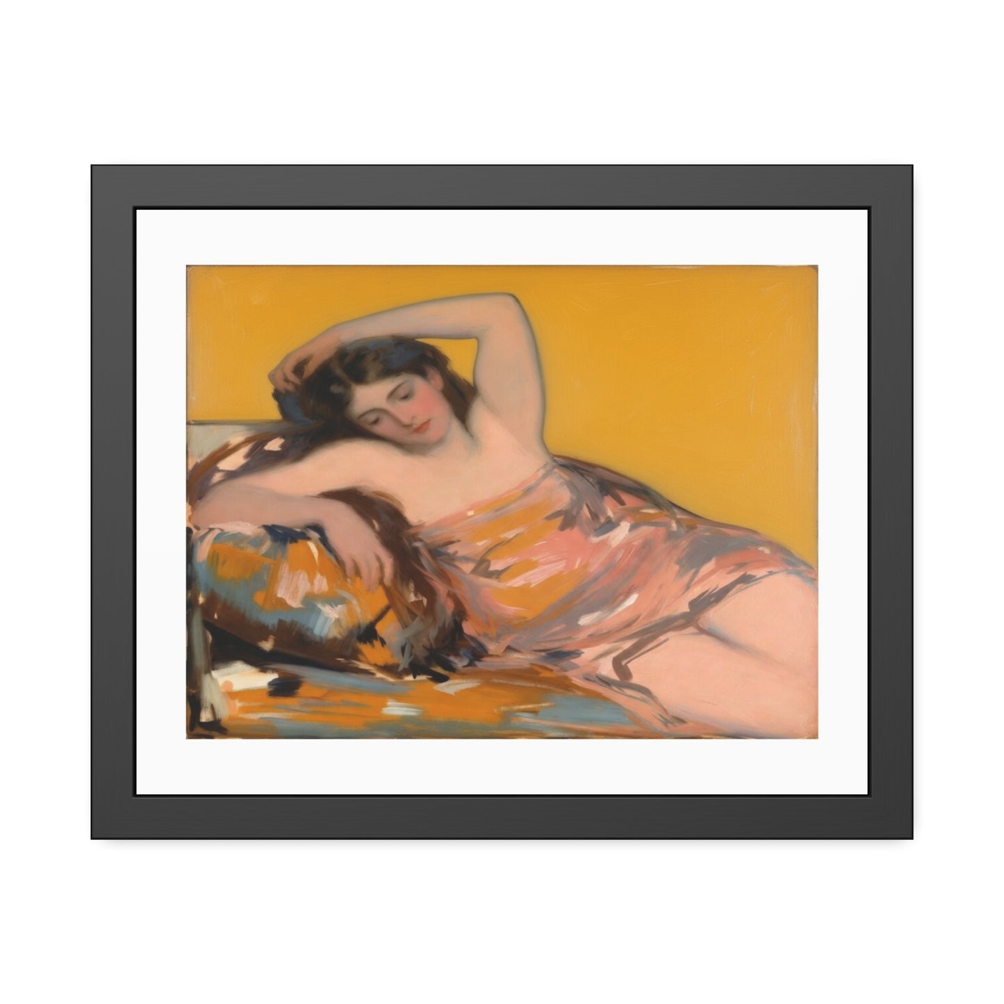 Framed Art Poster — Vintage Reclining Woman Print, Museum-Style Wall Art