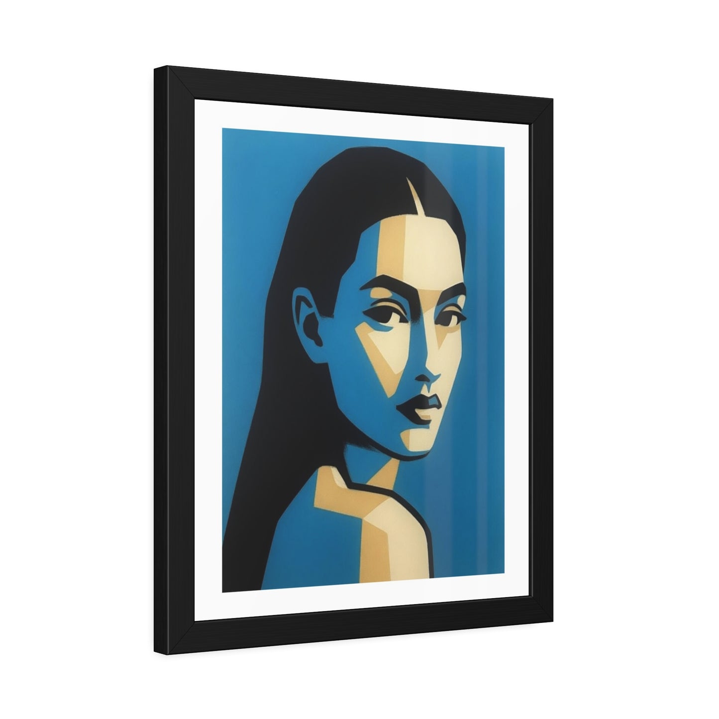 Framed Art Print — Blue Pop Portrait Poster