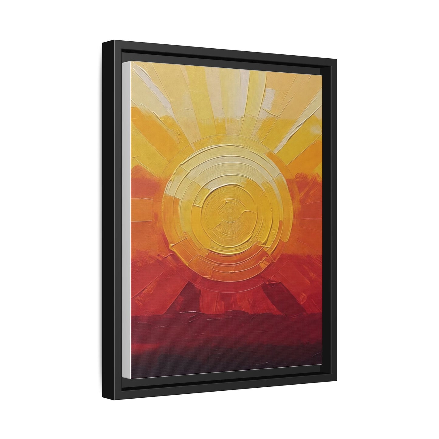 Sunburst Abstract Framed Canvas Art — Matte Multi‑Color Wall Print