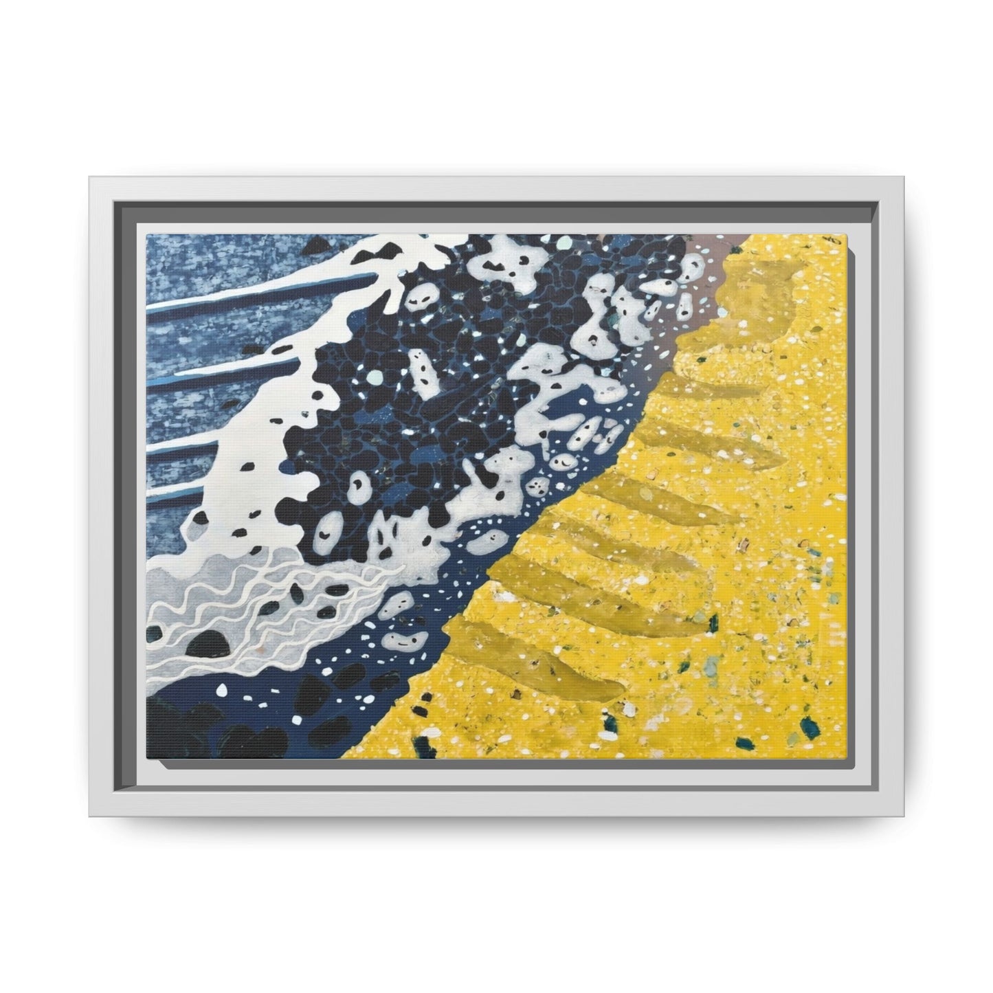 Framed Abstract Ocean & Sand Matte Canvas Print