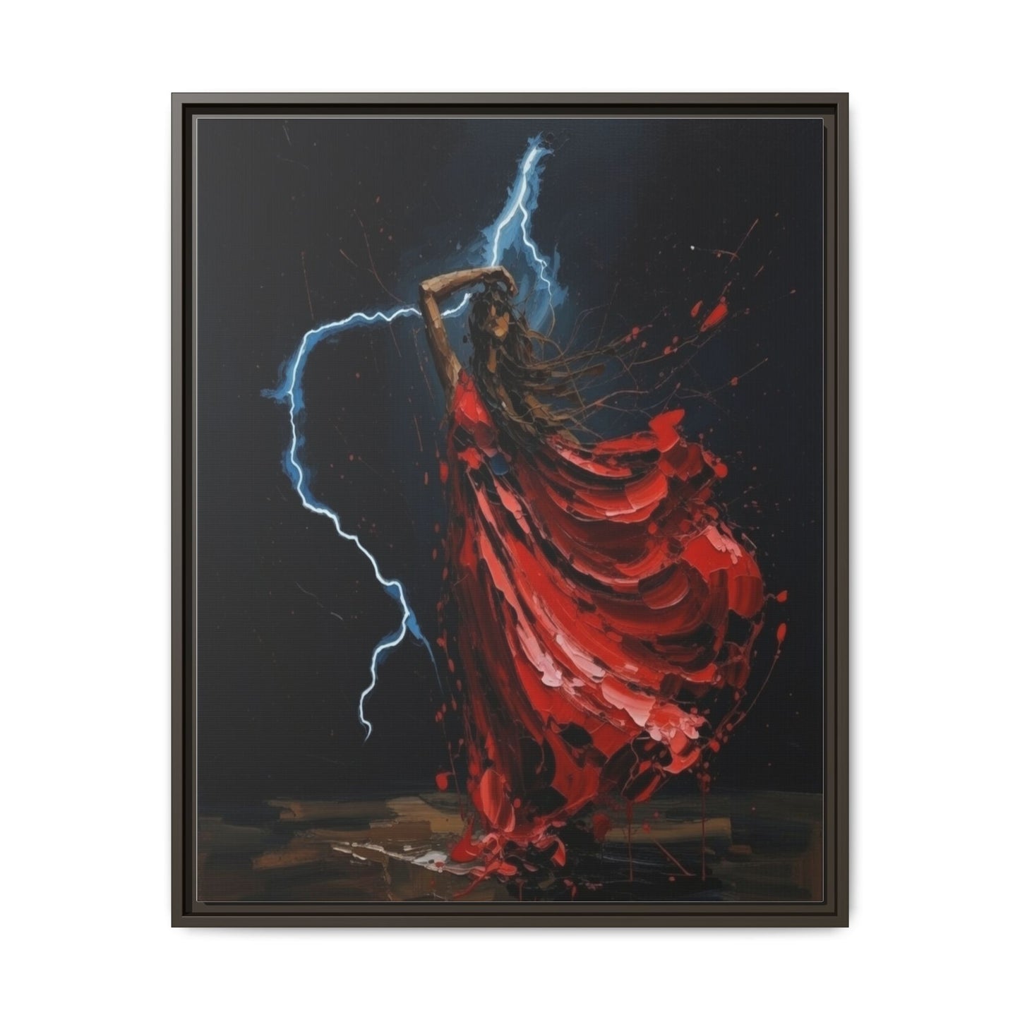 Framed Matte Canvas Print — Red Dancer Lightning Art