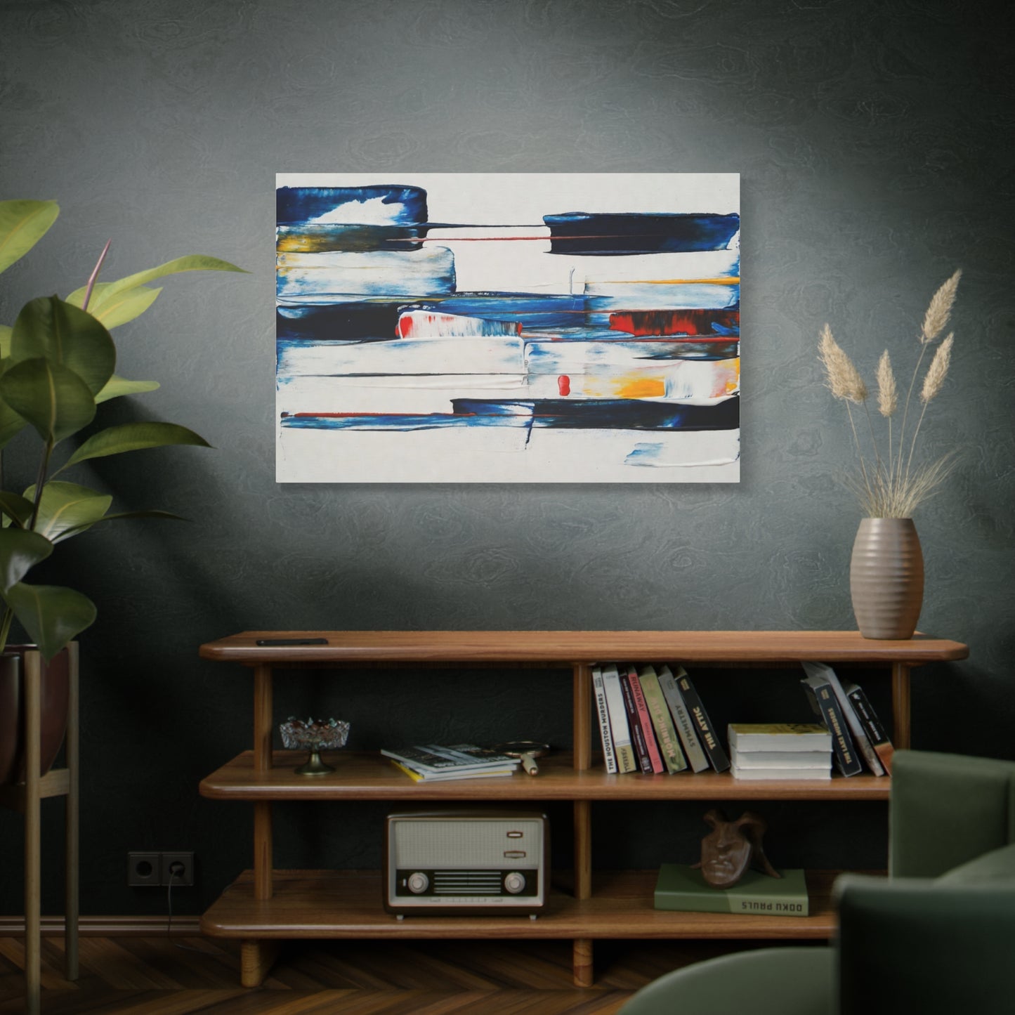 Abstract Blue Brushstroke Canvas Wall Art — Modern Stretched Matte Canvas