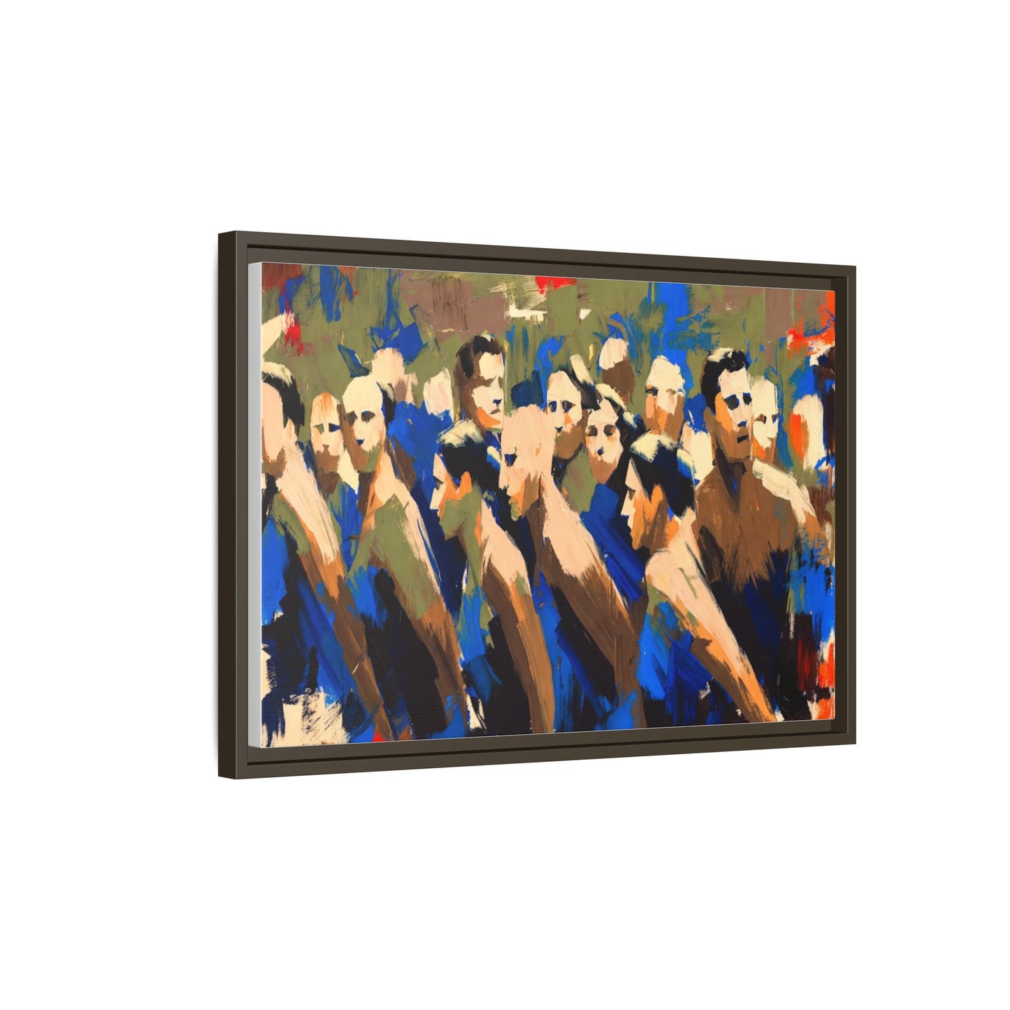 Abstract Crowd Matte Canvas Print — Framed Multi-Color Wall Art