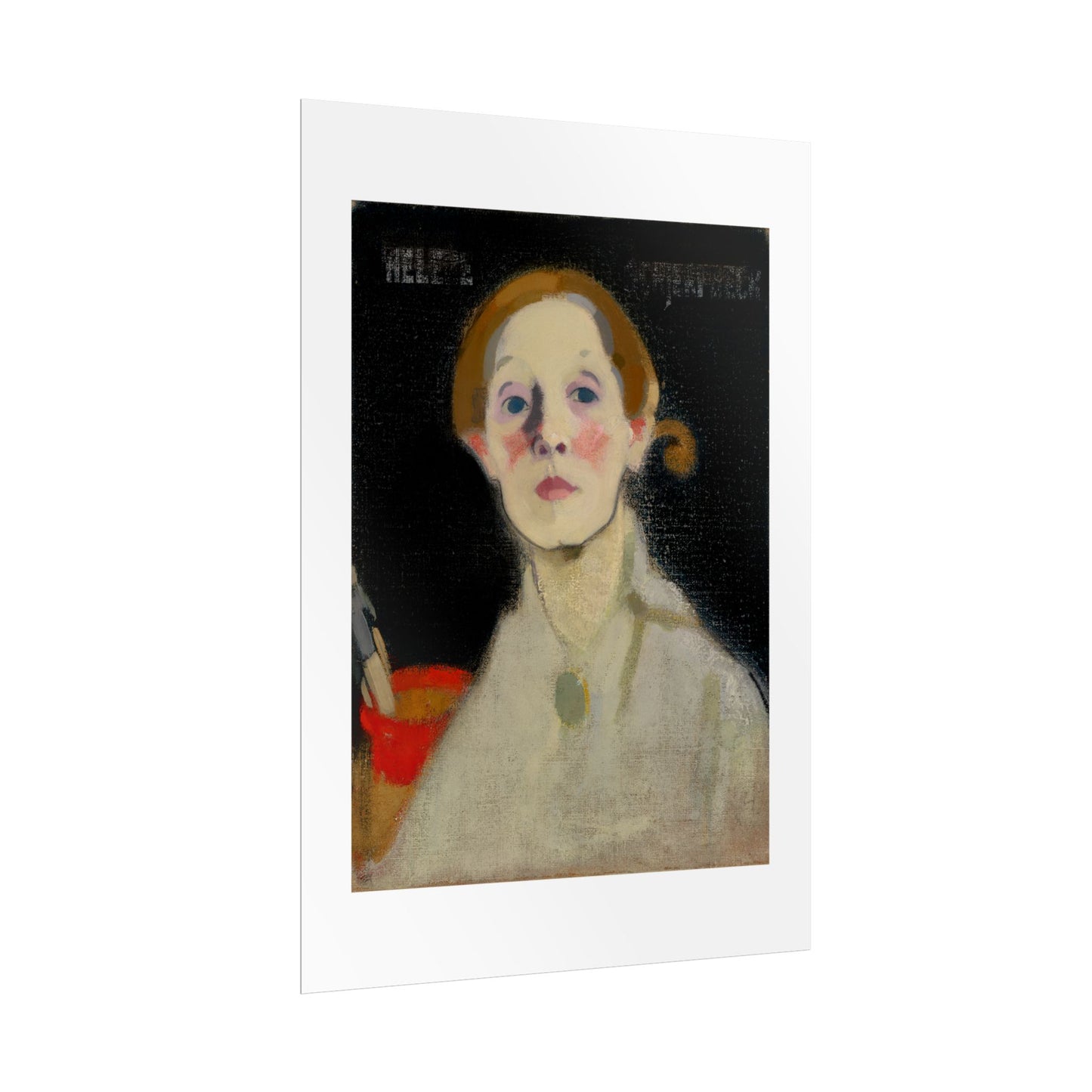 Self-Portrait Black Background by Helene Schjerfbeck Wall Art Print