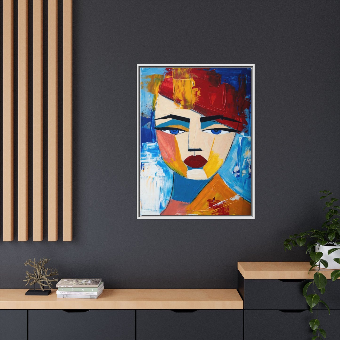 Abstract Colorful Portrait Framed Canvas Art
