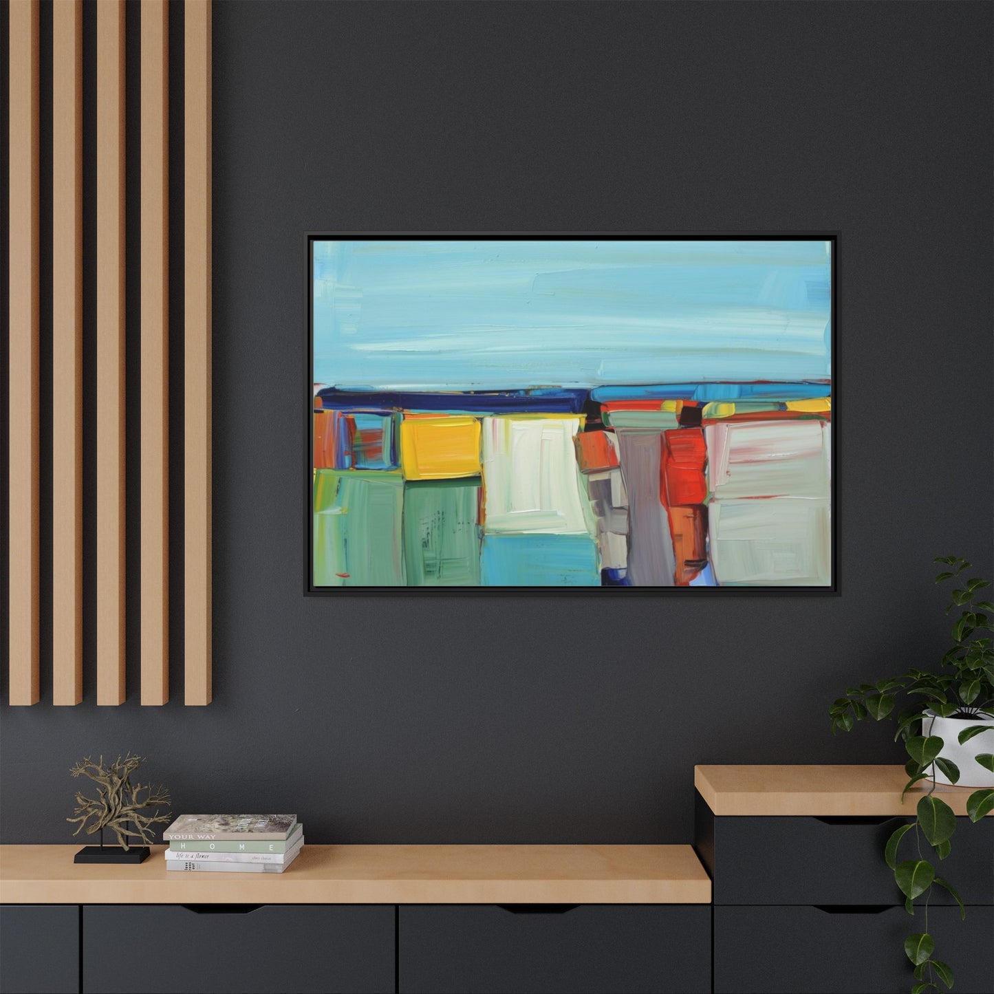 Abstract Coastal Blocks Matte Canvas Print (Framed)