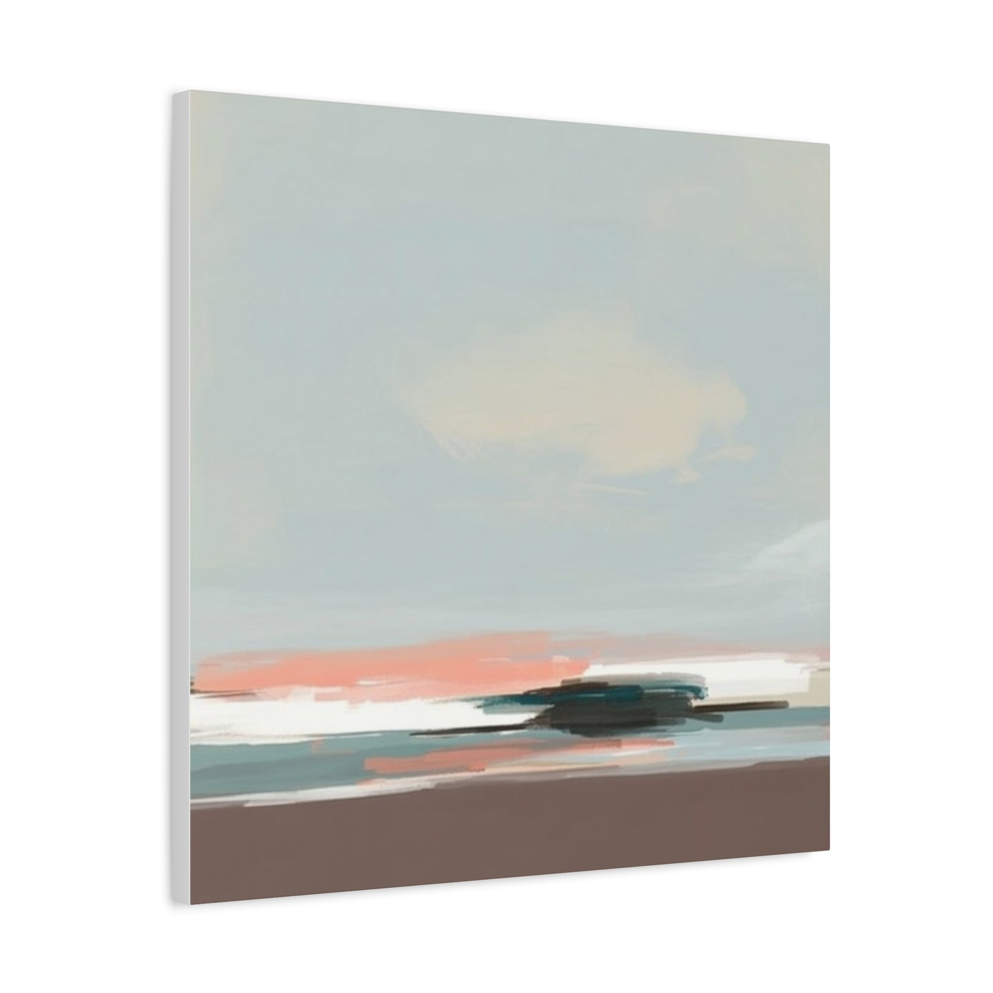 Coastal Abstract Canvas Art – Soft Pastel Seascape Matte Stretched Canvas