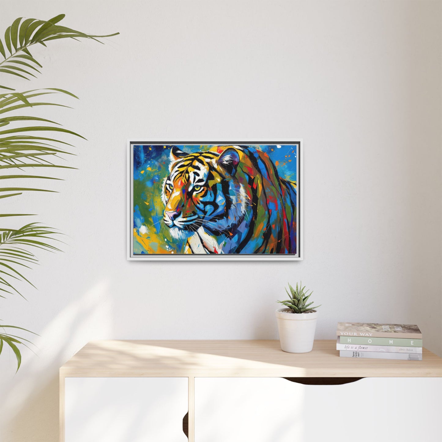 Colorful Tiger Matte Canvas Framed Art — Vibrant Wildlife Wall Decor