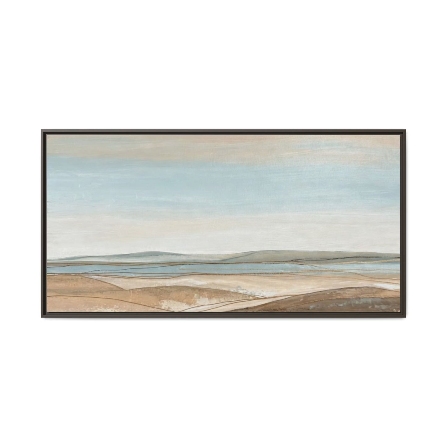 Framed Abstract Landscape Matte Canvas — Serene Coastal Horizon Wall Art
