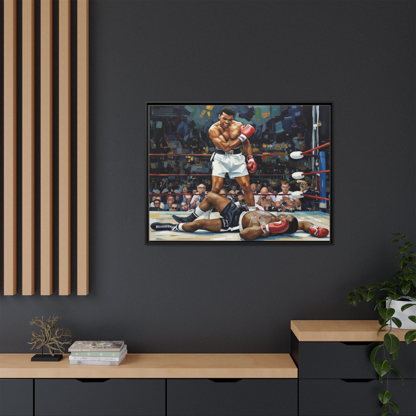 Framed Boxing Ring Canvas Print — Muhammad Ali Iconic Knockout Sport Art