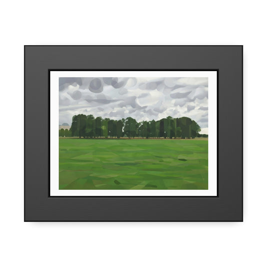 Framed Landscape Poster — Minimal Green Field Art Print