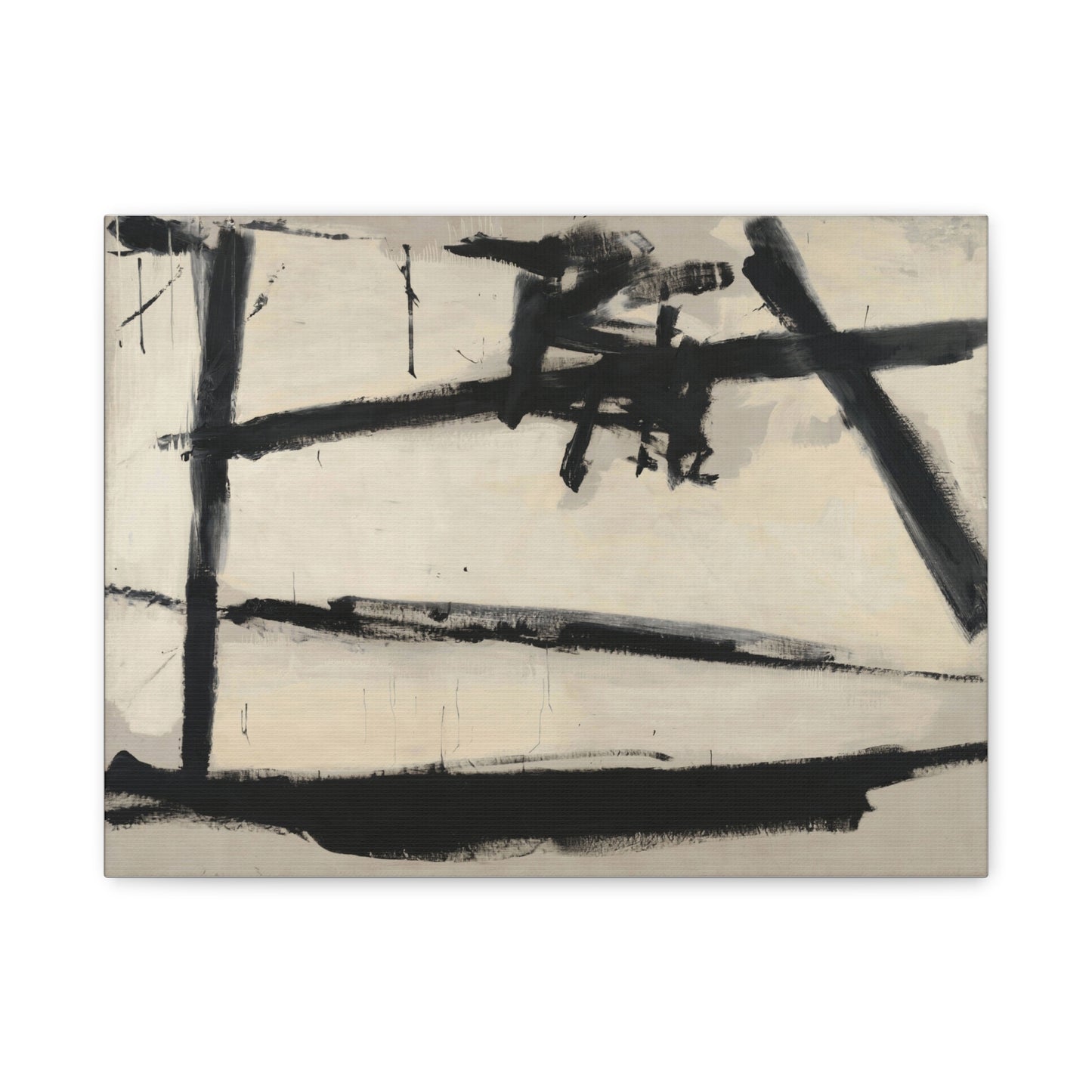 Painting Number 2 by Franz Kline Abstract Black and White Stretched Canvas Art – Matte Wall Decor