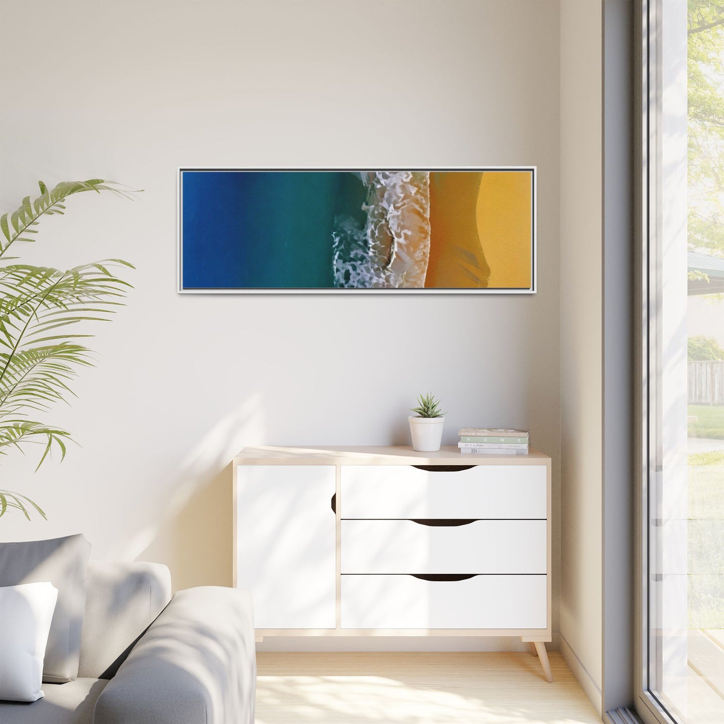 Framed Matte Canvas Seascape Print – Coastal Waves Wall Art