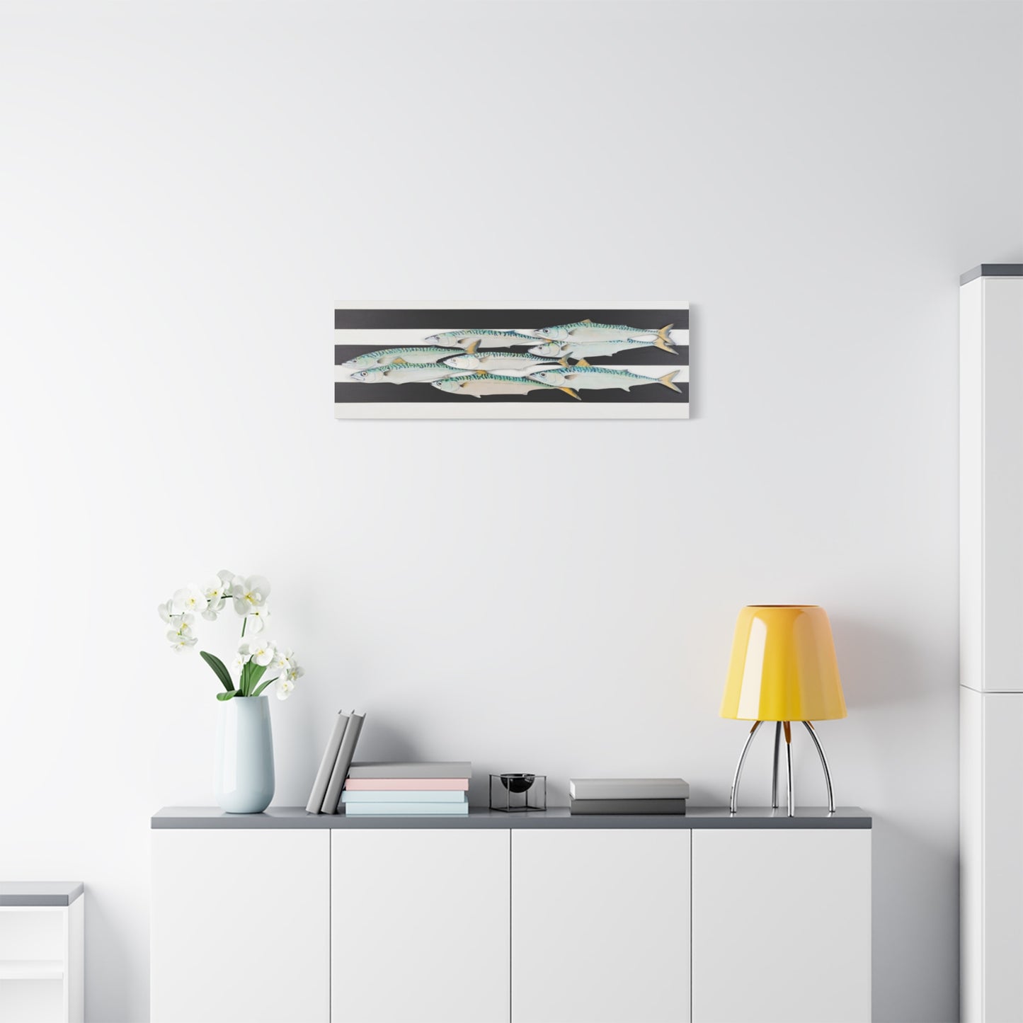 Striped Mackerel School Matte Canvas Print
