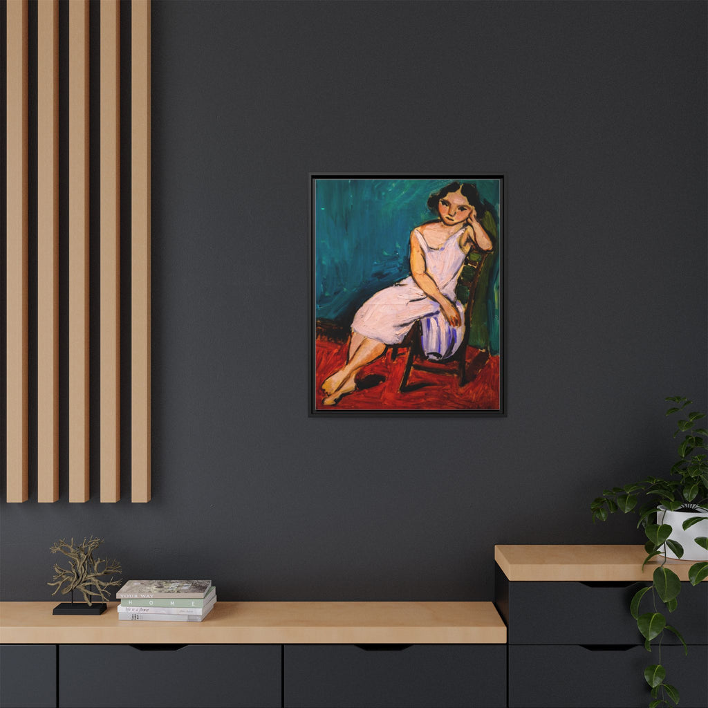 Jeune Fille assise by Henri Matisse Framed Matte Canvas Wall Art