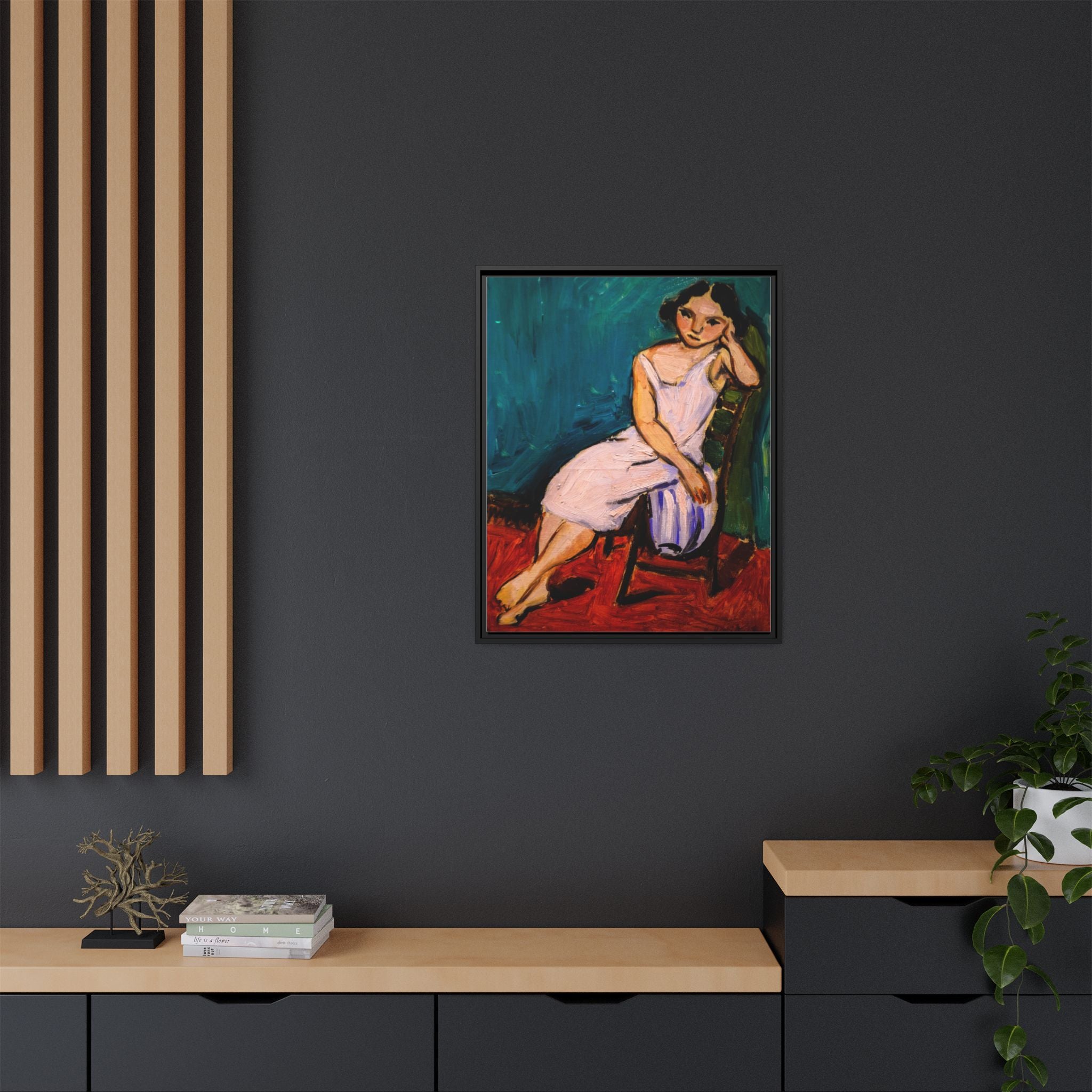 Jeune Fille assise by Henri Matisse Framed Matte Canvas Wall Art