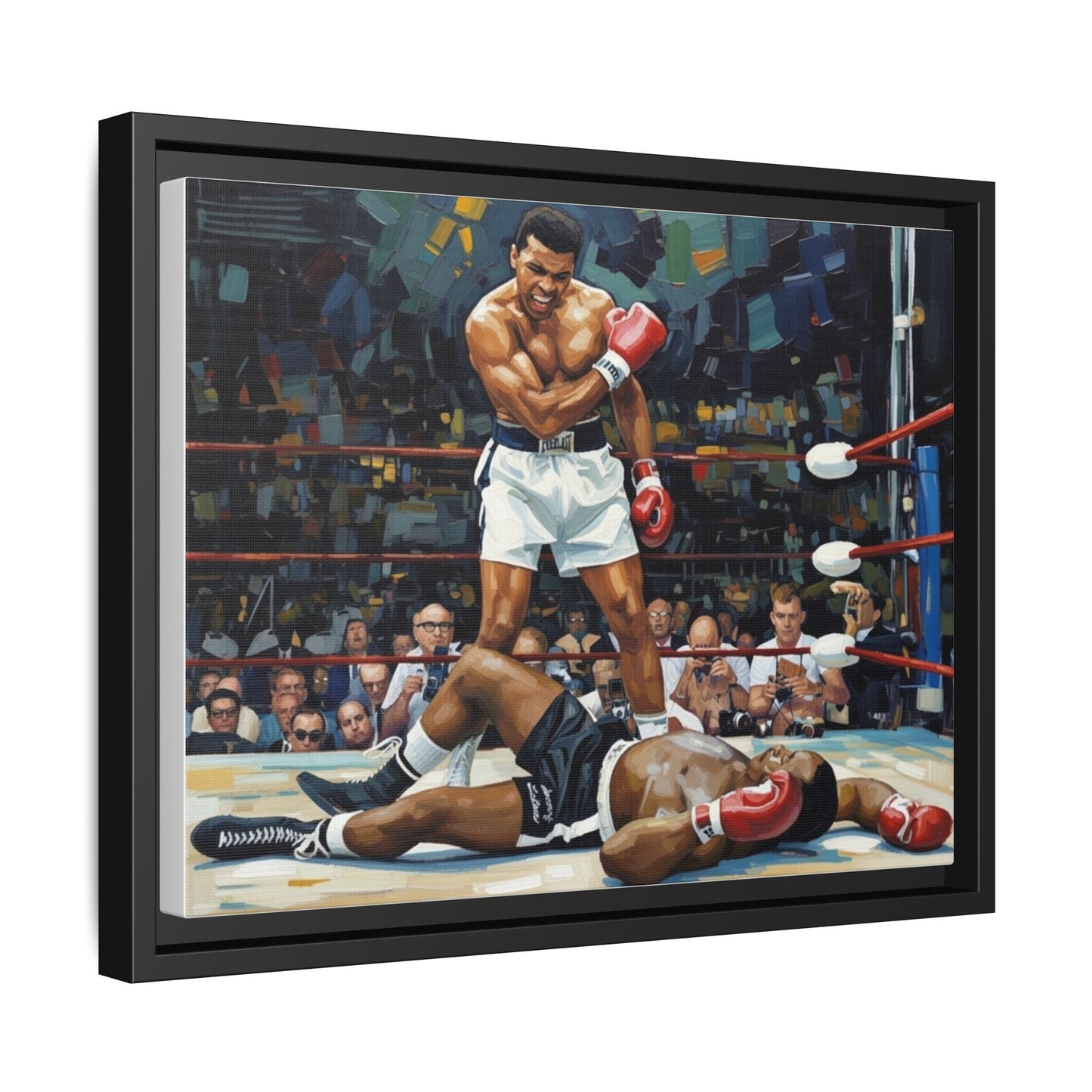 Framed Boxing Ring Canvas Print — Muhammad Ali Iconic Knockout Sport Art