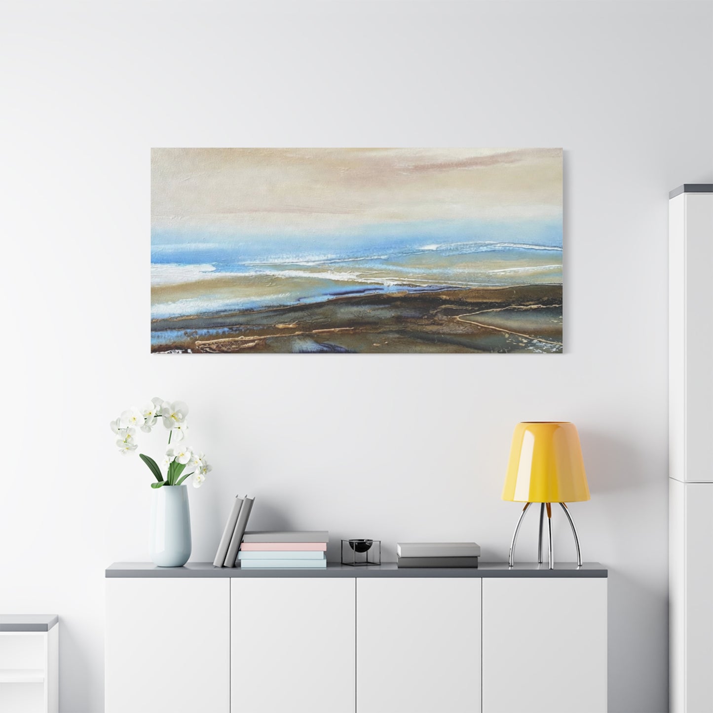 Coastal Abstract Matte Canvas Wall Art — Serene Ocean Horizon Stretch