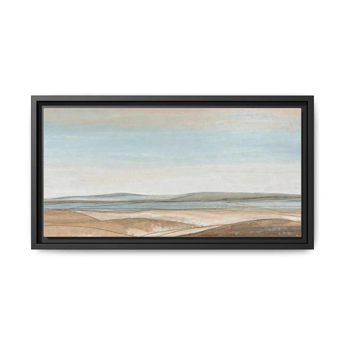 Framed Abstract Landscape Matte Canvas — Serene Coastal Horizon Wall Art