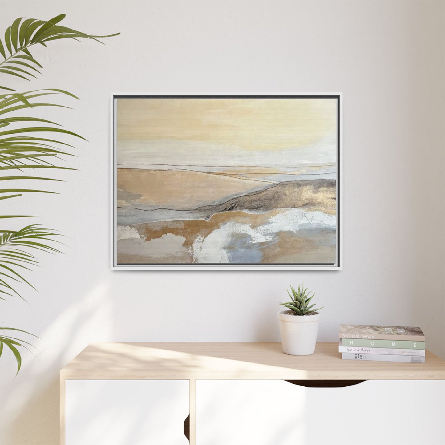 Framed Abstract Coastal Landscape Matte Canvas Wall Art