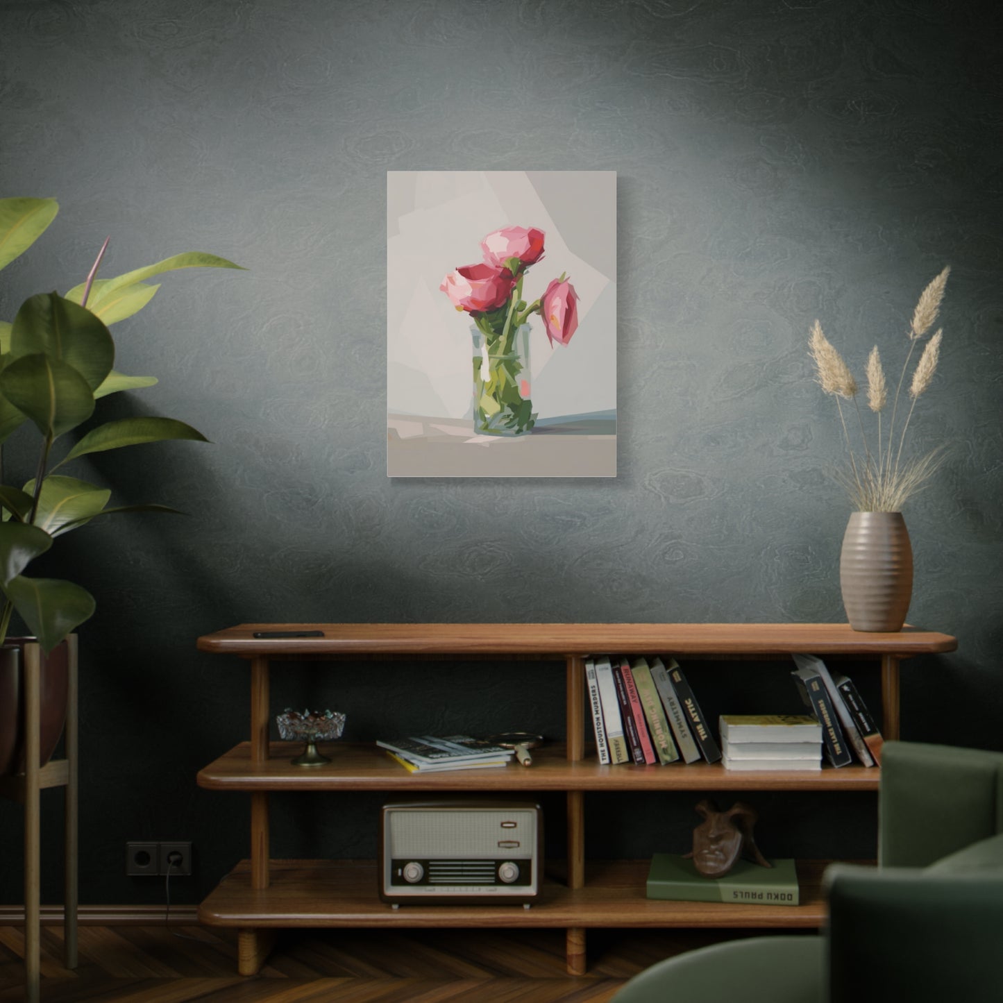 Pink Floral Vase Canvas Print — Stretched Matte Wall Art