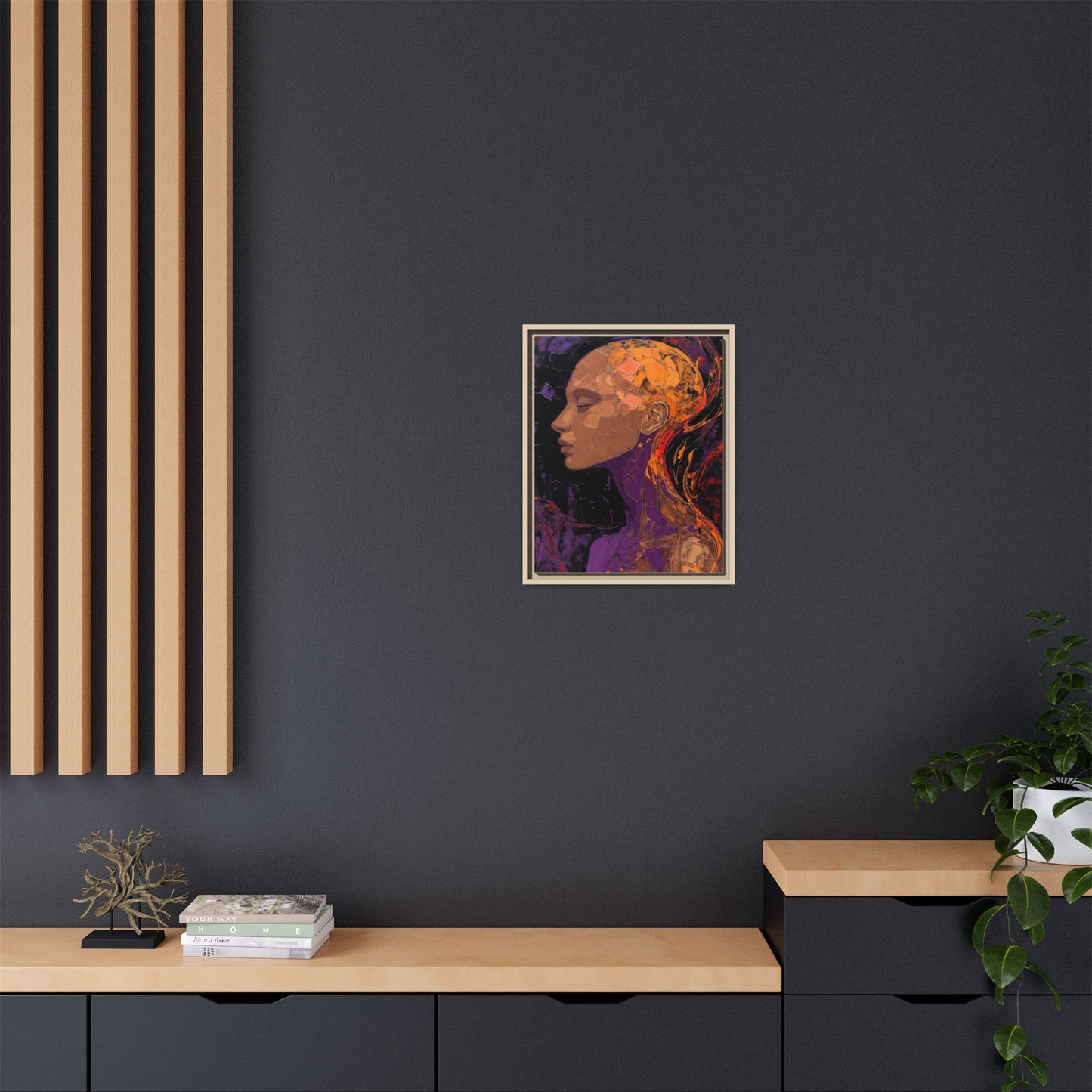 Abstract Profile Portrait Matte Framed Canvas — Multicolor Feminine Art Print