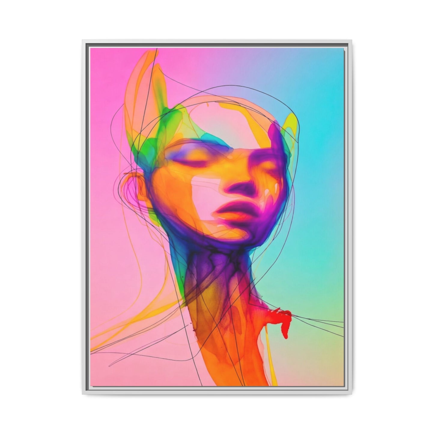 Framed Matte Canvas Art — Vibrant Abstract Portrait Wall Print