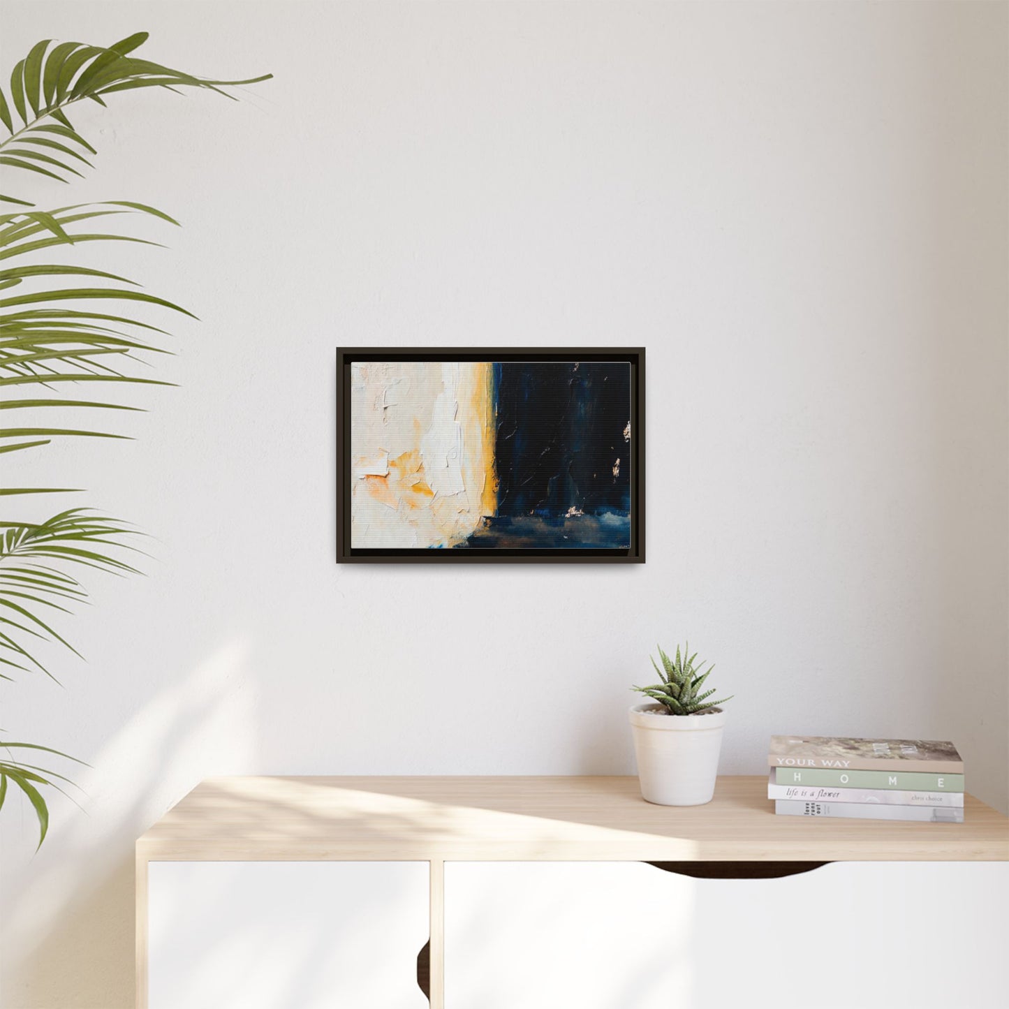 Abstract Coastal Texture Framed Canvas Art — Matte Multi-Color Wall Print