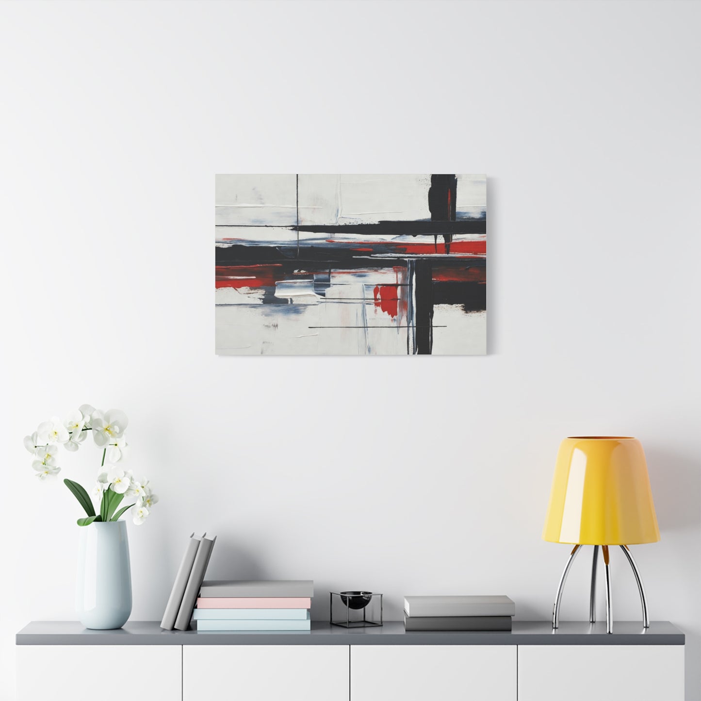 Abstract Red & Black Modern Canvas Art — Matte Stretched 1.25"