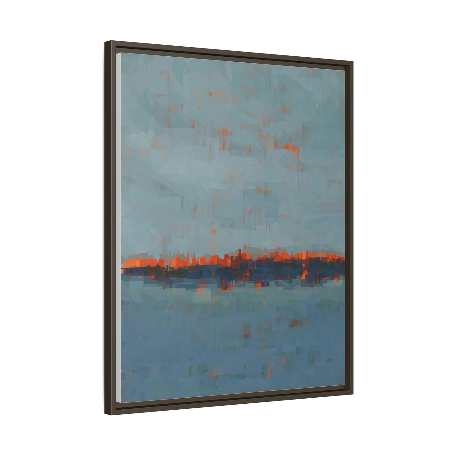 Framed Canvas Art — Teal & Orange Abstract Seascape