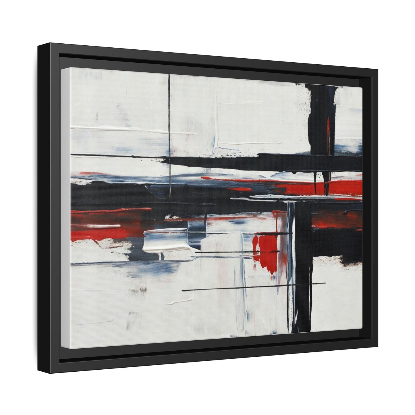 Abstract Red & Black Framed Canvas Art — Modern Matte Wall Painting