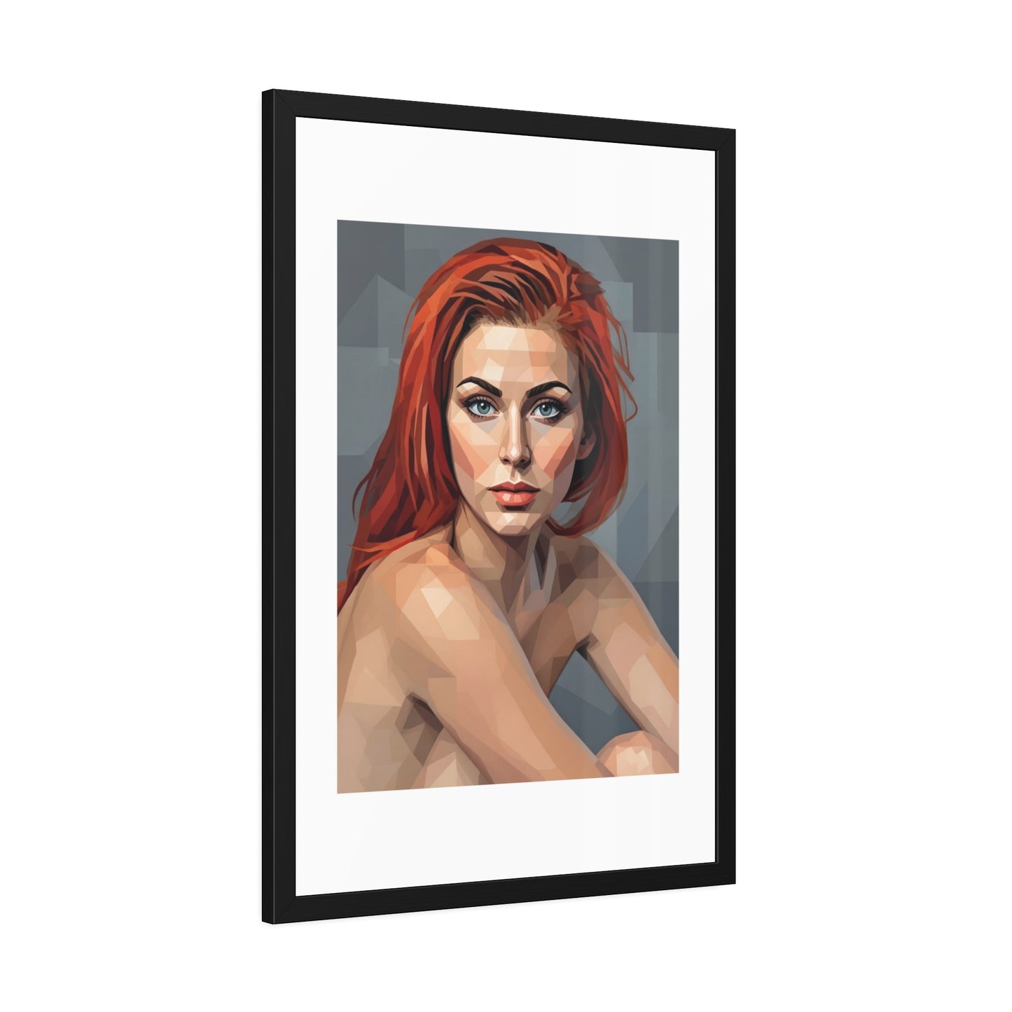 Framed Poster — Geometric Redhead Portrait Art Print