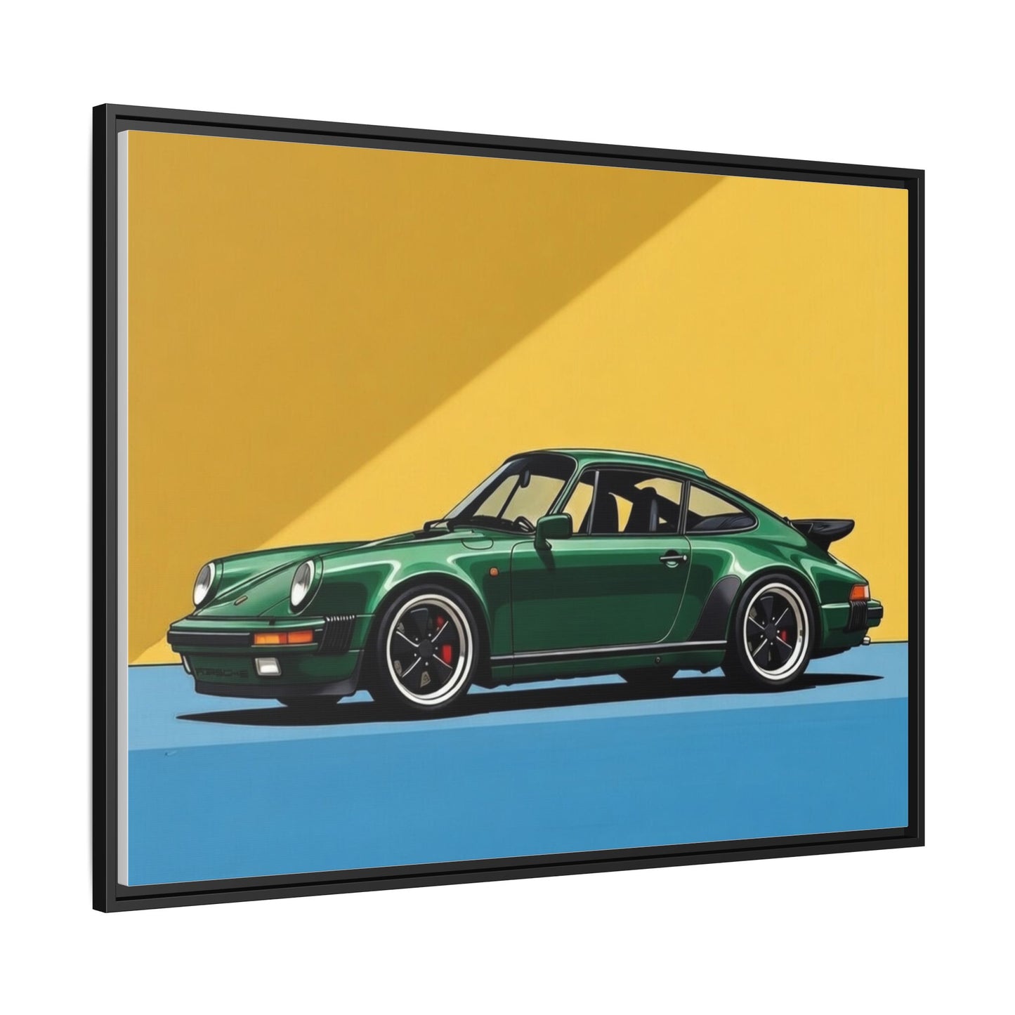 Framed Matte Canvas — Green Sports Car Wall Art