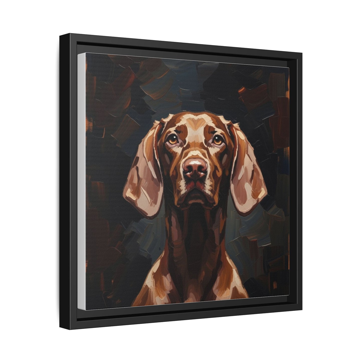 Framed Matte Canvas Dog Portrait – Brown Vizsla Wall Art