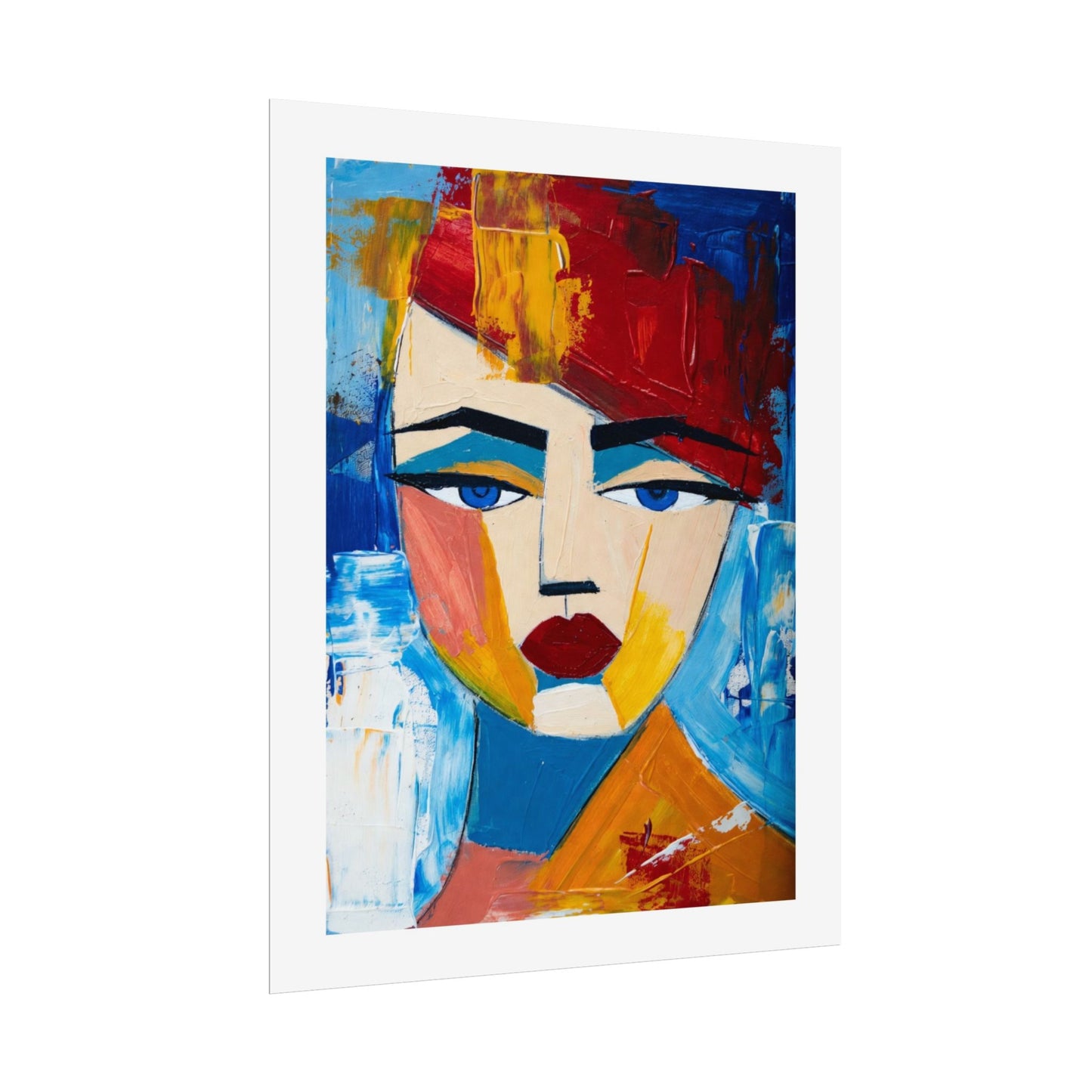 Abstract Colorful Face Poster - Modern Expressionist Rolled Art Print