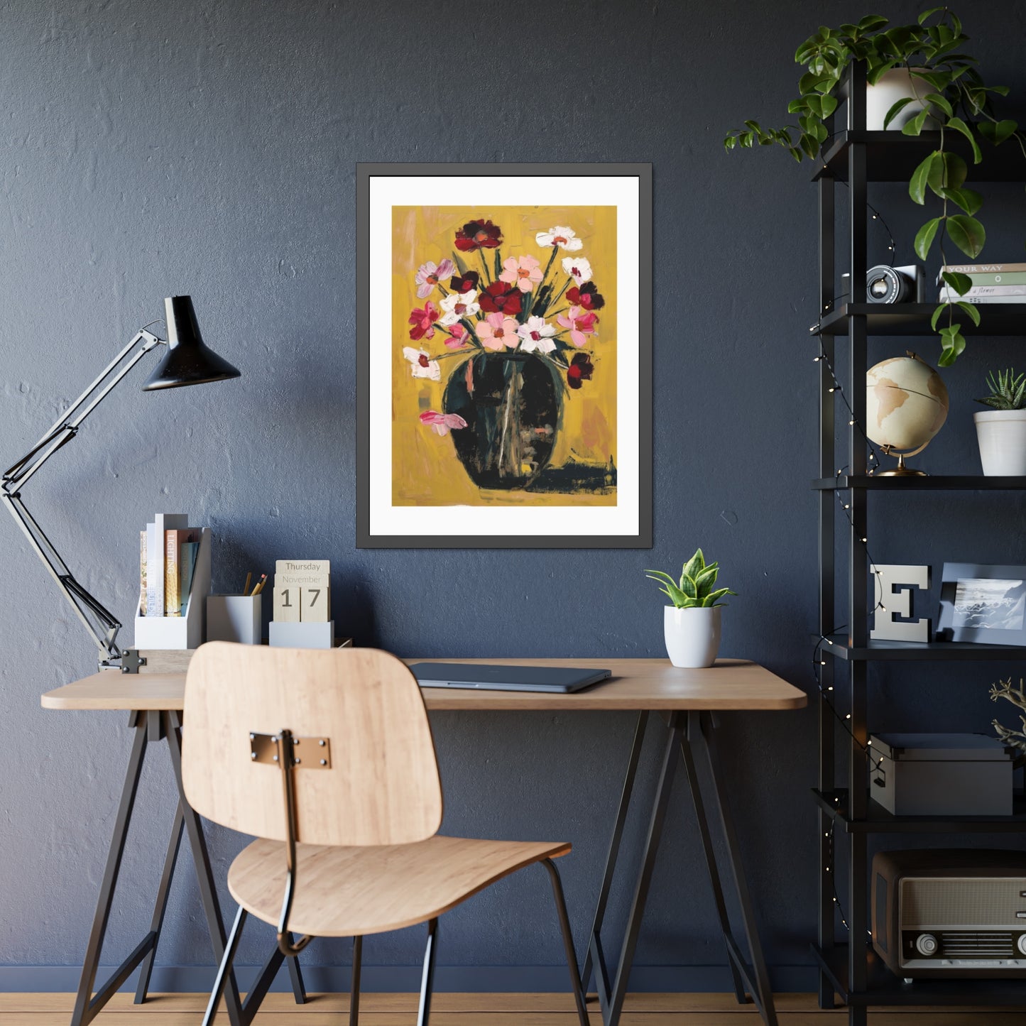 Framed Poster  Abstract Floral Vase Art Print