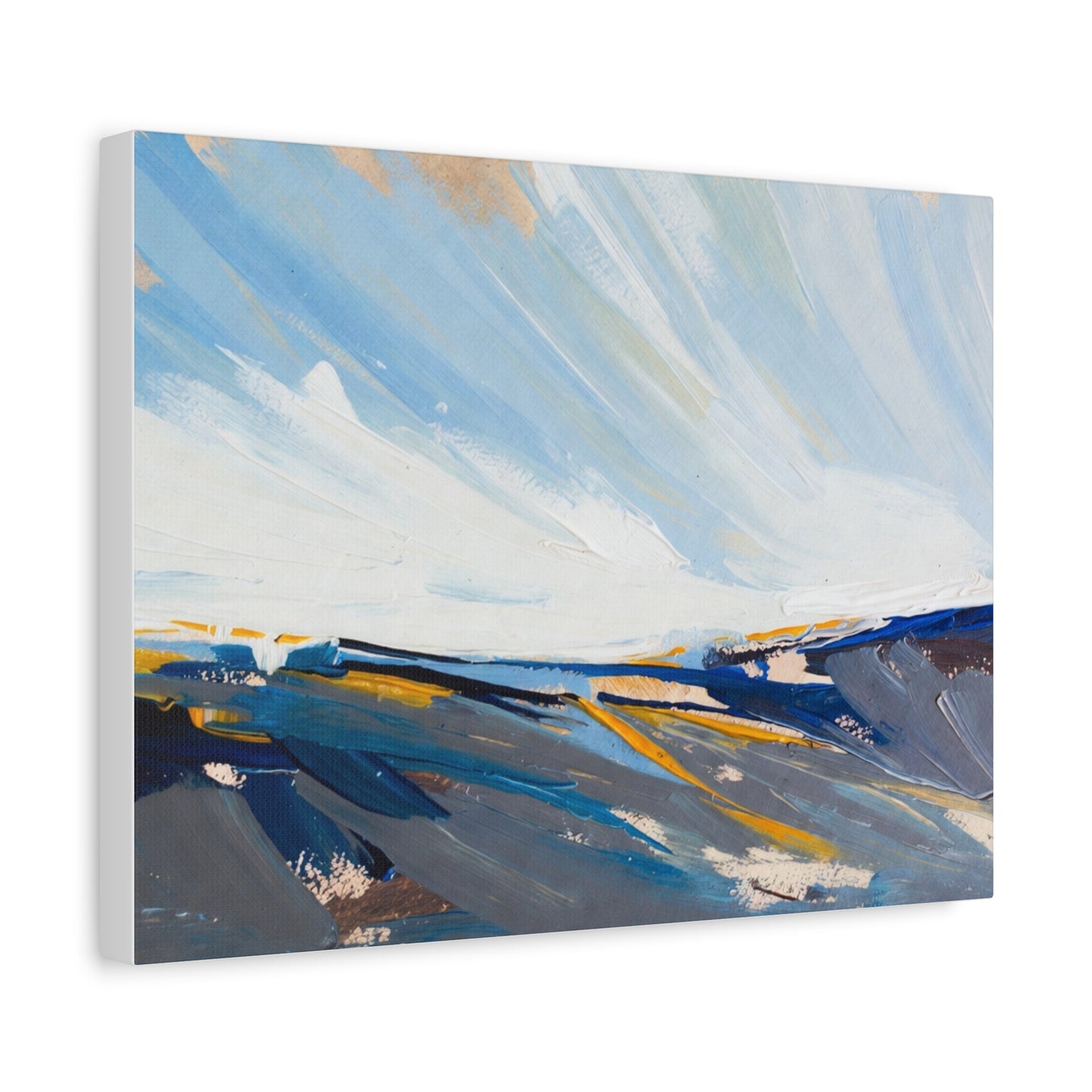 Abstract Coastal Landscape Canvas Print — Blue Sky Seascape Wall Art